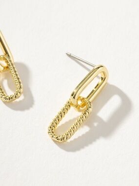Uncommon James Polished Gold Double Link Earrings